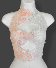 Load image into Gallery viewer, Lyra Pink and White Lace up top (Ready to Ship)